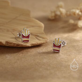 Sterling Silver French Fries Stud Earrings, 2 of 11