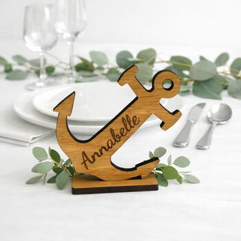 Oak Veneer Anchor Wedding Place Names Settings, 2 of 3