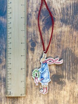 Wooden Hanging Rabbit Holiday Ornament, 4 of 5