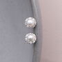 Sterling Silver Pearl And Crystal Earring Studs, thumbnail 4 of 5