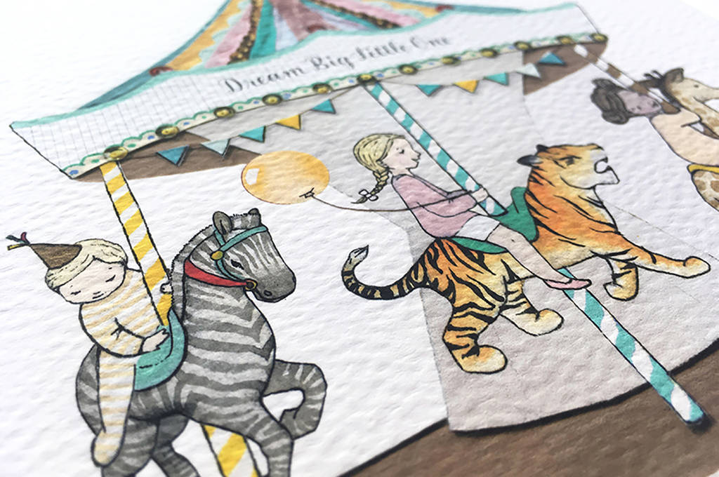 Personalised Childrens Circus Carousel Wall Art Print By Daisy &amp; Bump ...