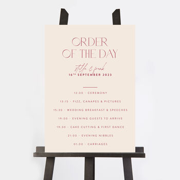 Magenta Modern Script Wedding Order Of The Day Sign, 2 of 3