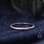 Sterling Silver Extra Skinny Pink Cz Pave Ring, thumbnail 3 of 12