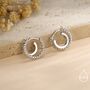 Single Piercing Double Hoop Effect Earrings In Sterling Silver, thumbnail 4 of 11