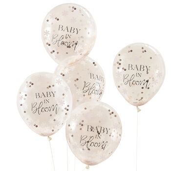 Rose Gold Baby In Bloom Confetti Balloons, 2 of 3