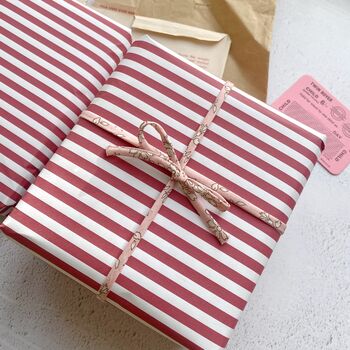 Burgundy Wide Stripe Paper Fibre Wrapping/Patterned Paper Sheet, 4 of 12