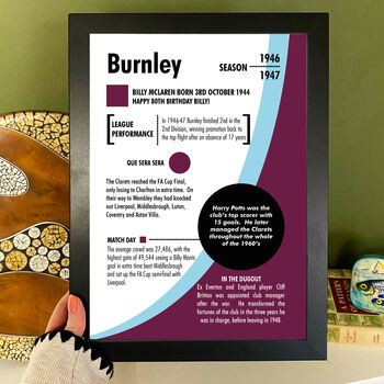 Personalised Season Print Gift For Burnley Fans, 3 of 6