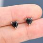 Genuine Black Onyx Crystal Heart Stud Earrings, thumbnail 3 of 8