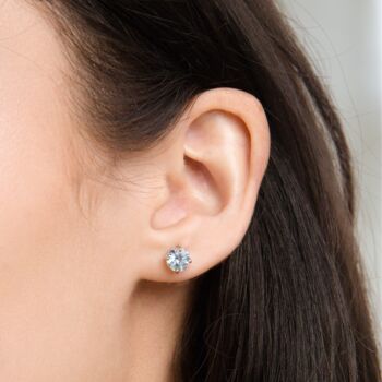 Blue Topaz Round Stud Earrings In Sterling Silver And Gold, 2 of 11