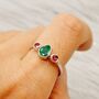 Pink Tourmaline, Emerald Silver Ring, thumbnail 2 of 6
