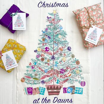 Personalised 'Oh Christmas Tree' Linen T Towel, 3 of 3