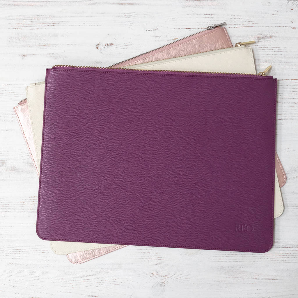 personalised luxury leather portfolio and laptop case by begolden