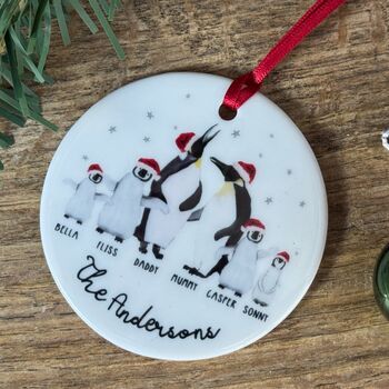 Personalised Family Bauble, Penguin Design, 8 of 9