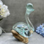 Molten Glass Wine Decanter With Stopper Teak Root Base, thumbnail 9 of 12
