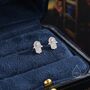 Sterling Silver Blue Opal Hamsa Hand Stud Earrings, thumbnail 6 of 11