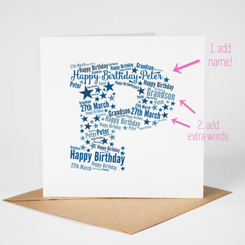 Blue Star Personalised Birthday Card For Him Any Letter, 2 of 6