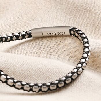 Personalised Men's Silver And Black Ball Chain Bracelet, 2 of 7