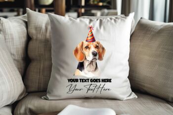 Personalised Beagle Birthday Congratulations Party Cushion, 2 of 2