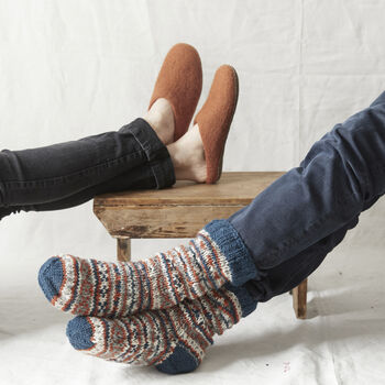 Fair Trade Fair Isle Wool Unisex Slipper Socks, 9 of 10