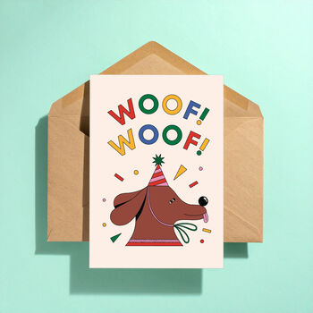 Woof Woof Celebration Greeting Card, 3 of 3