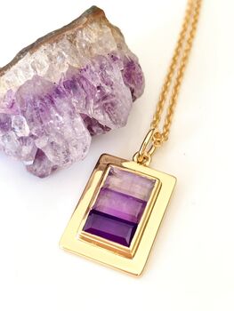 Ombre Amethyst Gemstone Pendant Gold Vermeil Necklace, 3 of 3