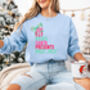 Festive Typography Christmas Jumper With Bow, thumbnail 1 of 8