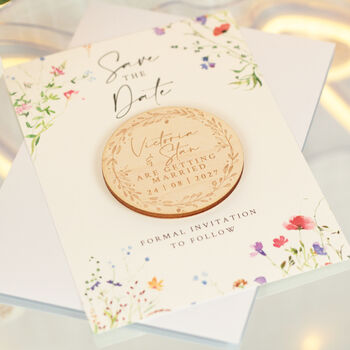 Wildflower Wedding Save The Date Magnet And Card, 6 of 6