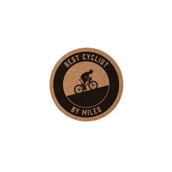 Round Cork Coaster 'Best Cyclist By Miles' | Homeware | Tableware | Cycling | Cyclist | Bike Rider Gift, 2 of 2