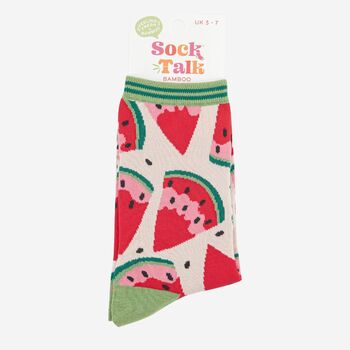 Women's Bamboo Socks Watermelon Fruit Slices, 4 of 5