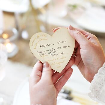 24 Personalised Wooden Heart Wedding Advice Cards, 3 of 3
