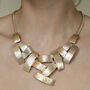 Silver Colour Layered Rectangle Statement Necklace, thumbnail 4 of 5