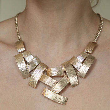 Silver Colour Layered Rectangle Statement Necklace, 4 of 5