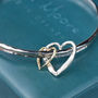 Silver And Gold Textured Double Heart Bangle, thumbnail 1 of 4