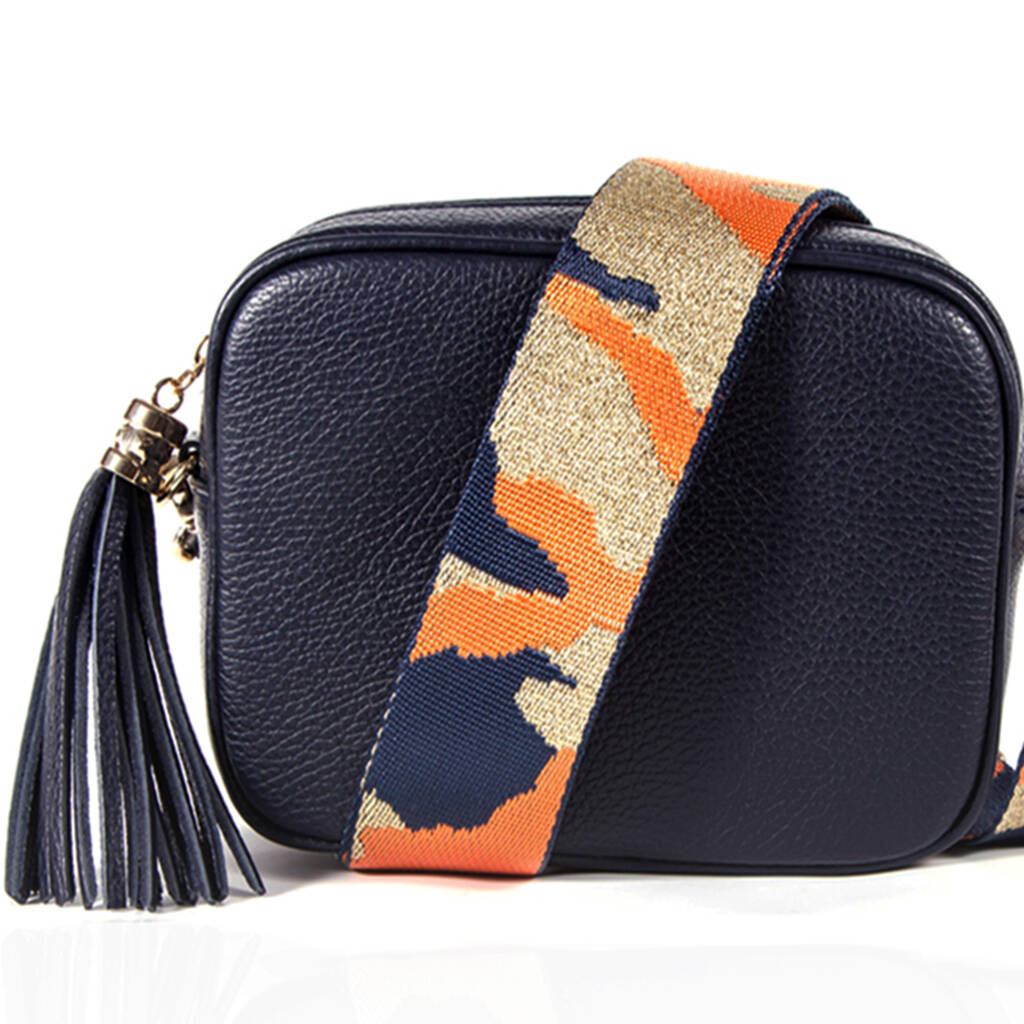 Navy Leather Handbag With Interchangeable Strap By Apatchy | notonthehighstreet.com