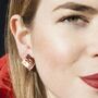 Polished 18kt Gold Plated Silver Square Clip On Earrings, thumbnail 5 of 7