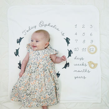 Personalised Baby Age Bunny Rabbit Blanket, 5 of 7