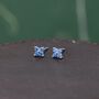 Aquamarine Blue Cz Flower Stud Earrings, thumbnail 1 of 11