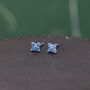 Aquamarine Blue Cz Flower Stud Earrings, thumbnail 1 of 12