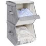 Set Of Three Grey Stackable Storage Boxes With Lids, thumbnail 6 of 9