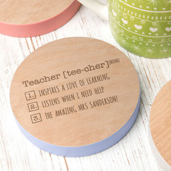 Personalised Teacher Definition Drinks Coaster, 2 of 9