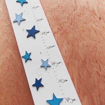 Personalised Blue Stars Wooden Height Chart, 10 of 12