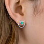 Molten Sterling Silver Blue Opal Halo Stud Earrings, thumbnail 3 of 7