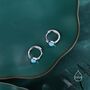 Sterling Silver Turquoise Huggie Hoop Earrings, thumbnail 2 of 10