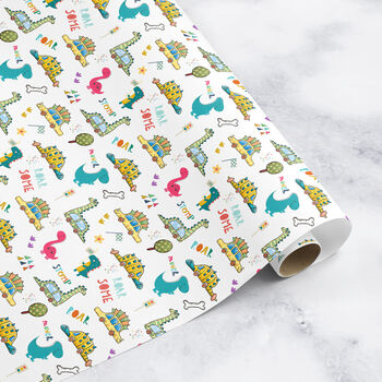 Dinosaur Wrapping Paper Roll Or Folded V4, 2 of 3