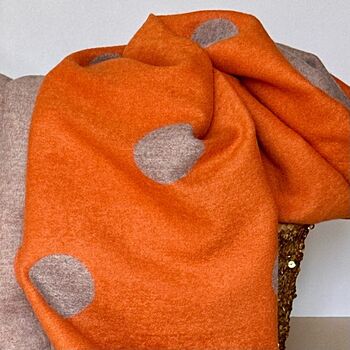 Cashmere Blend Dots Scarf In Orange, 2 of 5