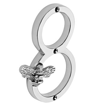 House Numbers With Bee In Nickel Finish, 9 of 11