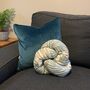 Handmade Blue Leaf Embroidered Knot Cushion, thumbnail 1 of 5