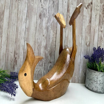 Handcrafted Bamboo Drunken Duck Wine Bottle Holder – Wooden Bar And Home Décor Gift, 3 of 6