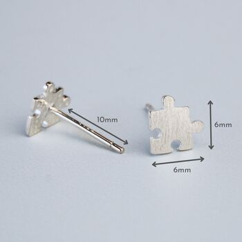 Sterling Silver Jigsaw Puzzle Piece Stud Earrings, 3 of 5