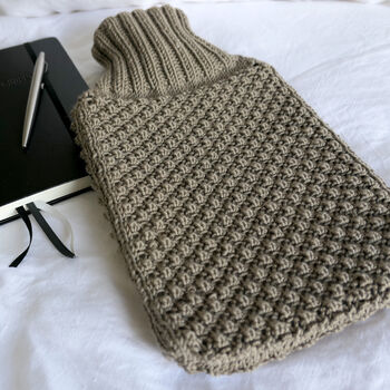 Cashmere Hand Knit Hot Water Bottle In Chocolate Brown, 4 of 4